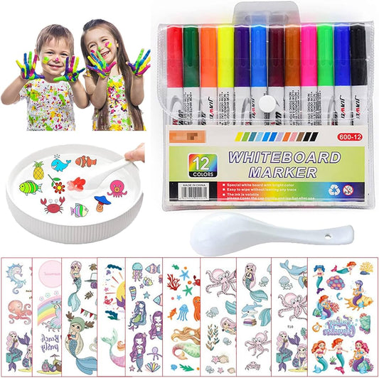 Set aus Stiften und Aufklebern